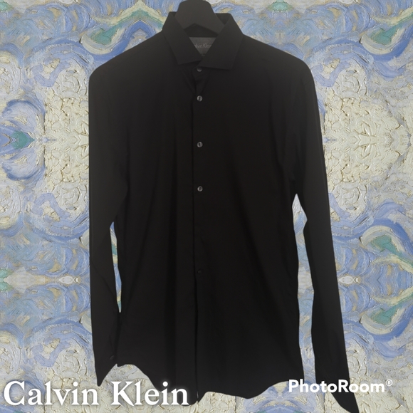 Calvin Klein Extreme Slim Fit Dress Shirt Black 14.5 32/33 Small - Picture 3 of 7